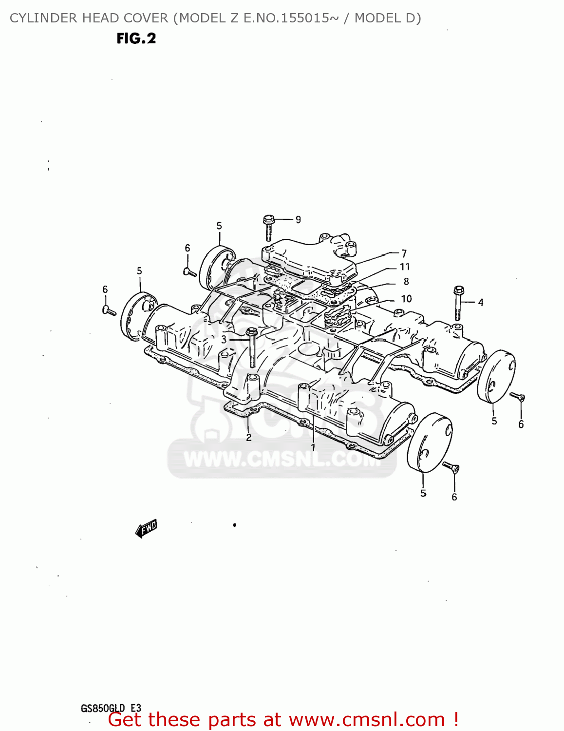 CYLINDER HEAD COVER (MODEL Z E.NO.155015~ / MODEL D) GS850GL 1983 (D) USA (E03)