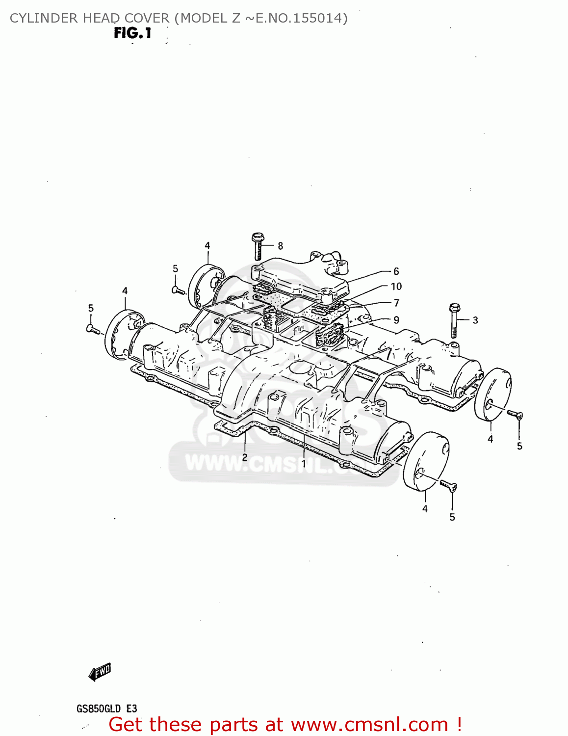 CYLINDER HEAD COVER (MODEL Z ~E.NO.155014) GS850GL 1983 (D) USA (E03)