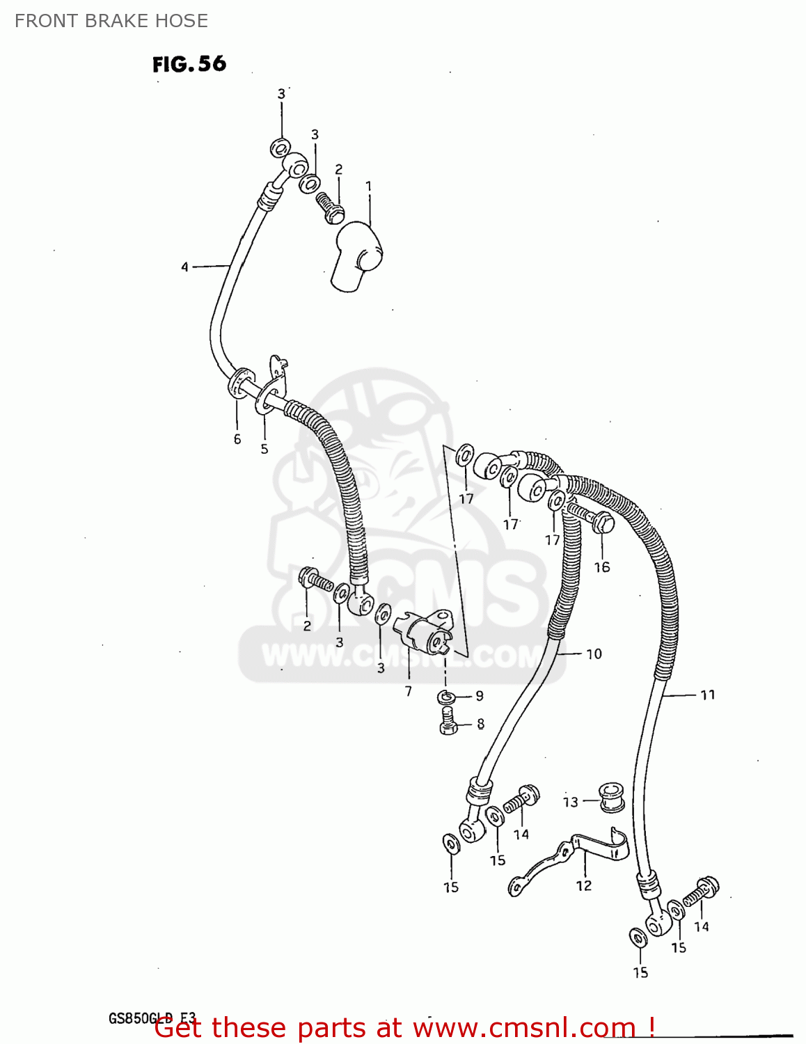 FRONT BRAKE HOSE GS850GL 1983 (D) USA (E03)