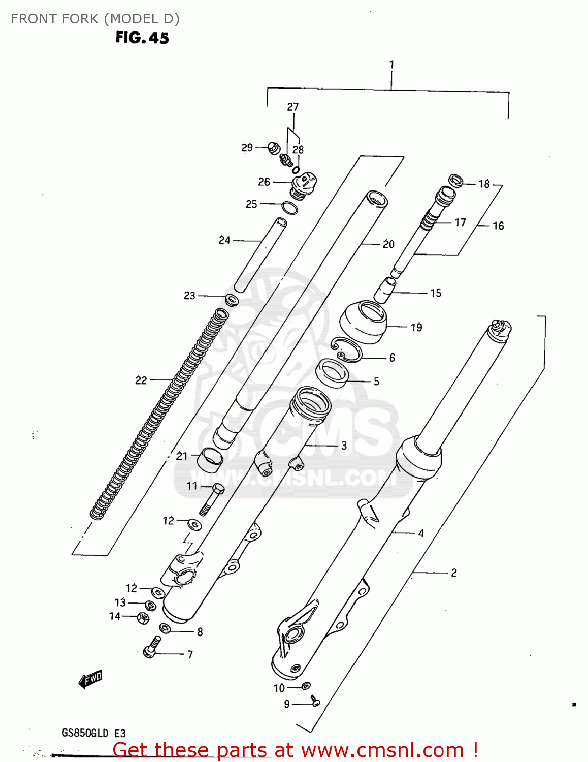 FRONT FORK (MODEL D) GS850GL 1983 (D) USA (E03)