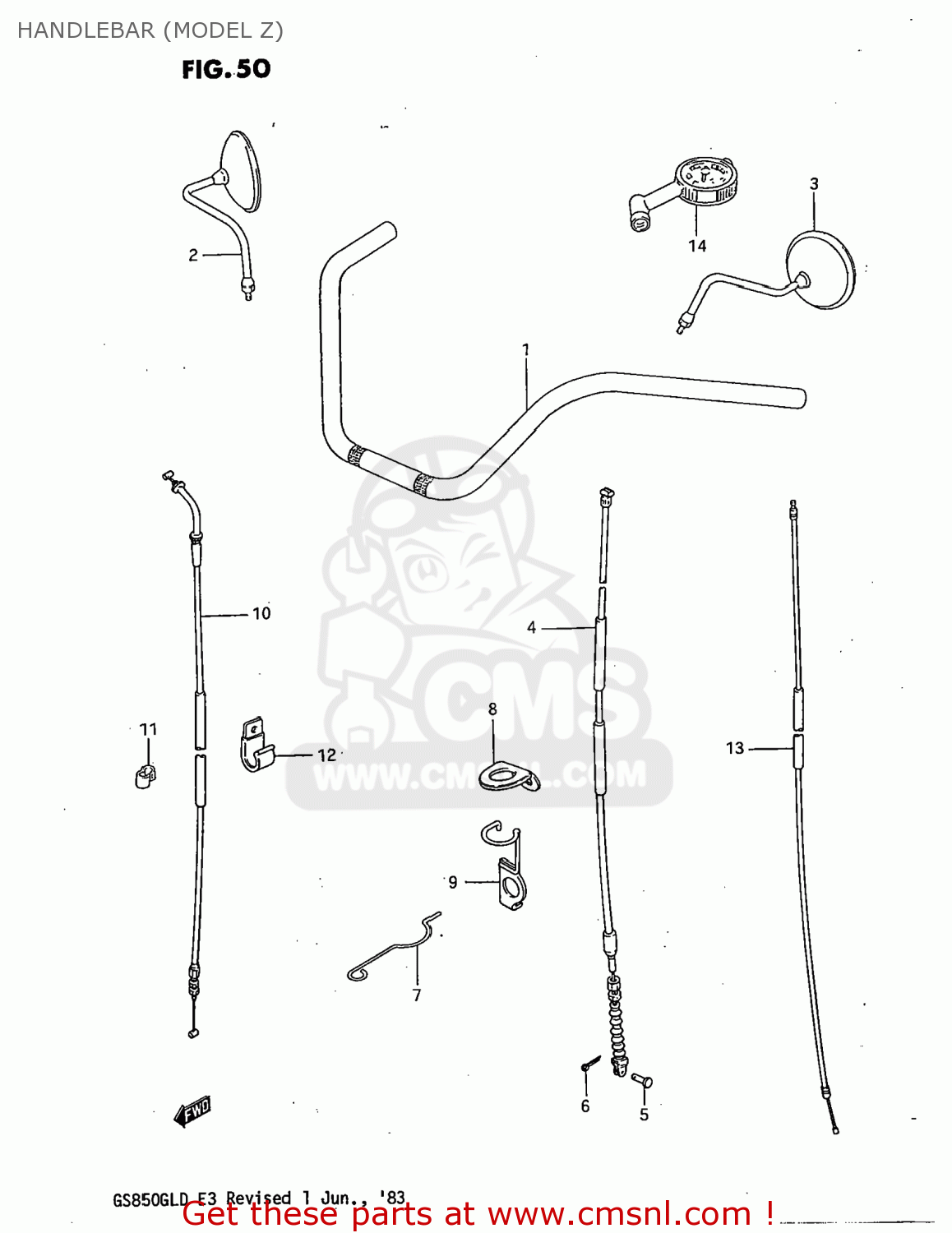HANDLEBAR (MODEL Z) GS850GL 1983 (D) USA (E03)