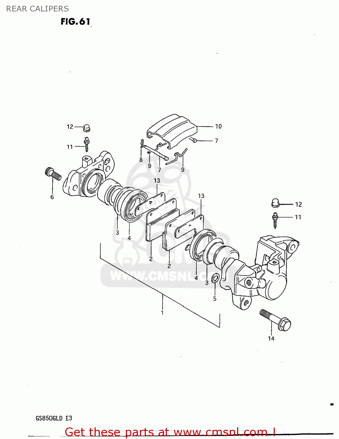 REAR CALIPERS GS850GL 1983 (D) USA (E03)