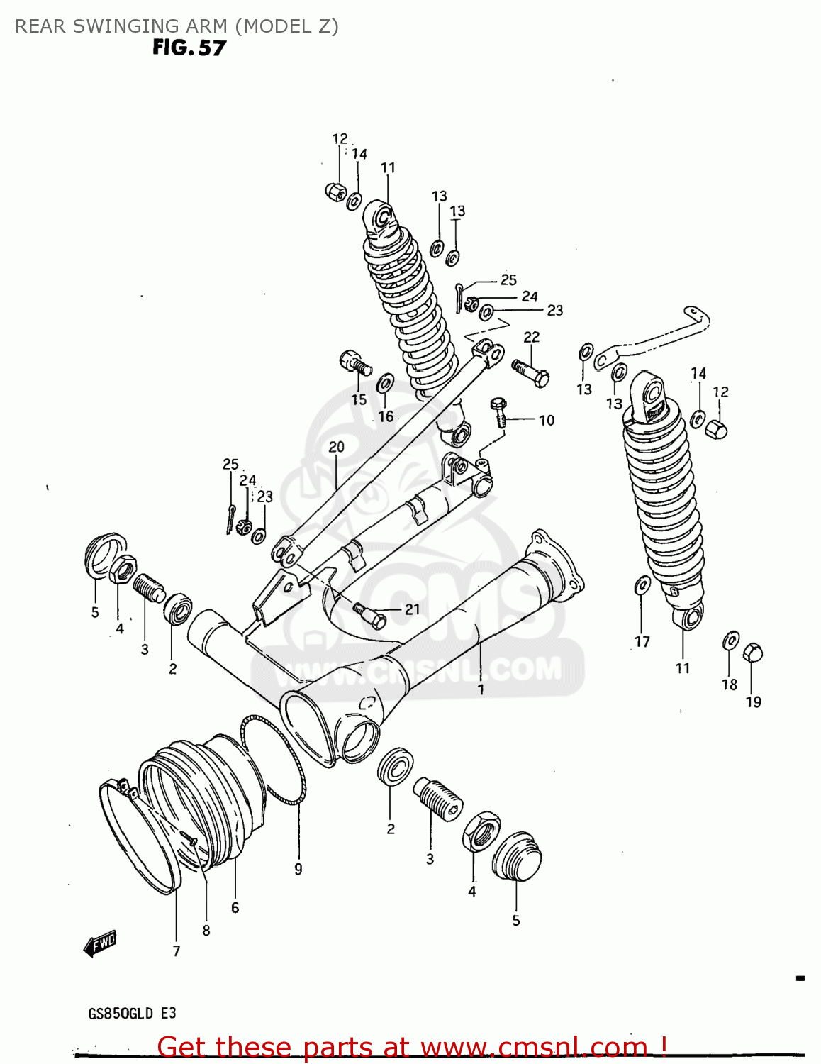 REAR SWINGING ARM (MODEL Z) GS850GL 1983 (D) USA (E03)