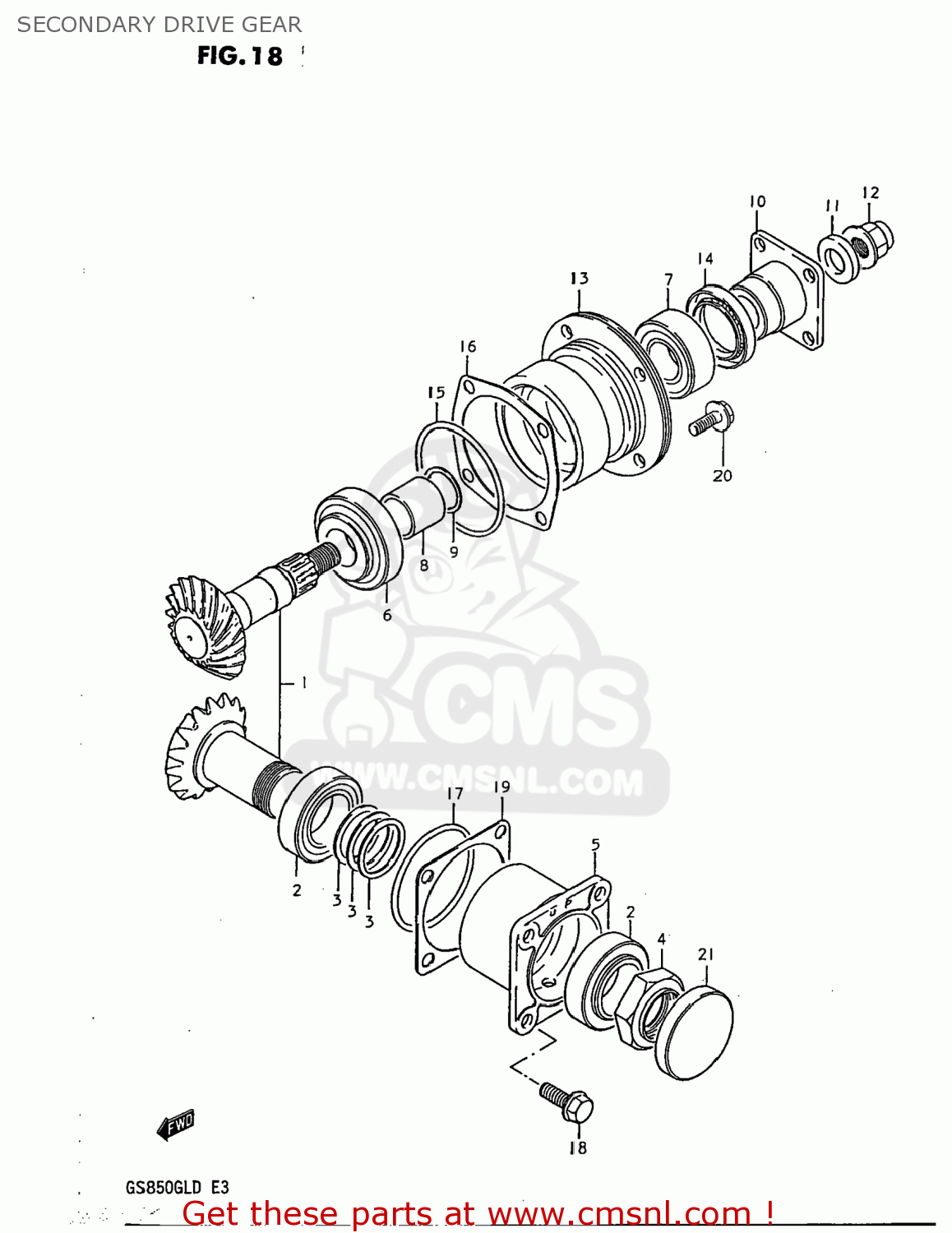SECONDARY DRIVE GEAR GS850GL 1983 (D) USA (E03)