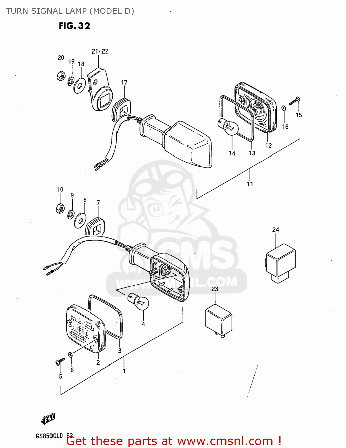 TURN SIGNAL LAMP (MODEL D) GS850GL 1983 (D) USA (E03)