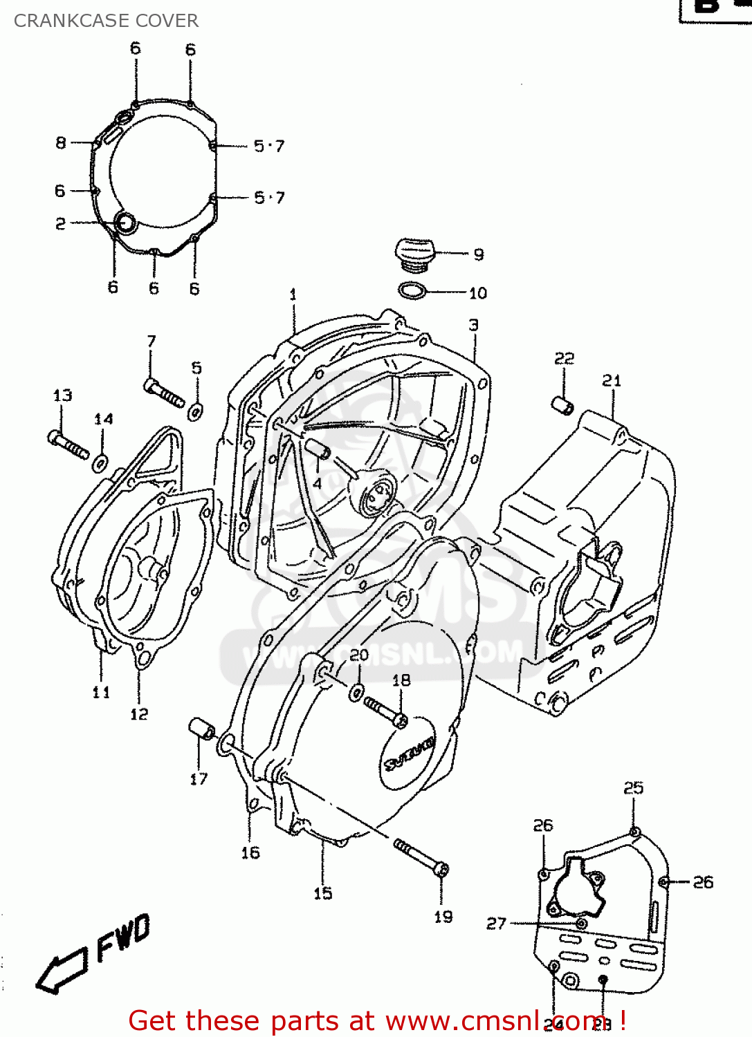 CRANKCASE COVER GSF1200 1996 (T) (E02 E04 E22 E25 E34)