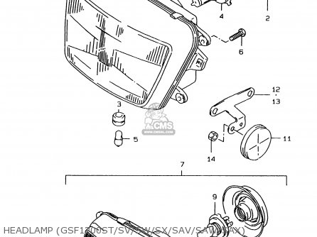 HEADLAMP (GSF1200ST/SV/SW/SX/SAV/SAW/SAX) - GSF1200 1996 (T) (E02 E04 E22 E25 E34)