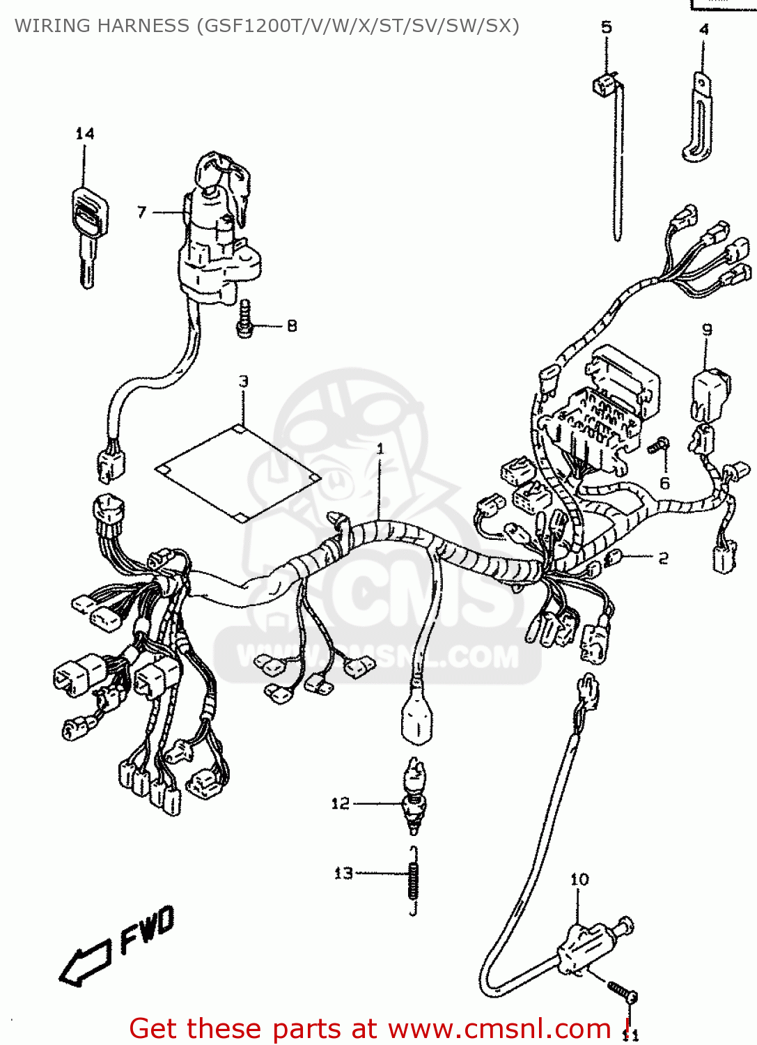 WIRING HARNESS (GSF1200T/V/W/X/ST/SV/SW/SX) GSF1200 1997 (V) (E02 E04 E22 E25 E34) / P37