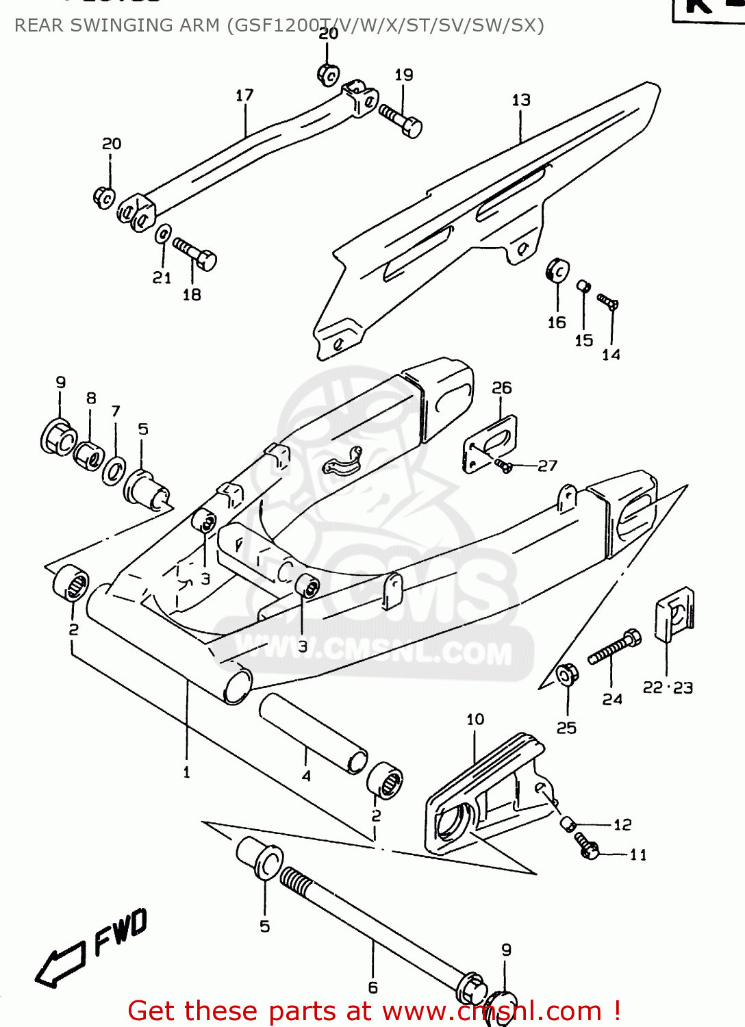 REAR SWINGING ARM (GSF1200T/V/W/X/ST/SV/SW/SX) GSF1200 1997 (V) (E02 E04 E22 E25 E34) / P37