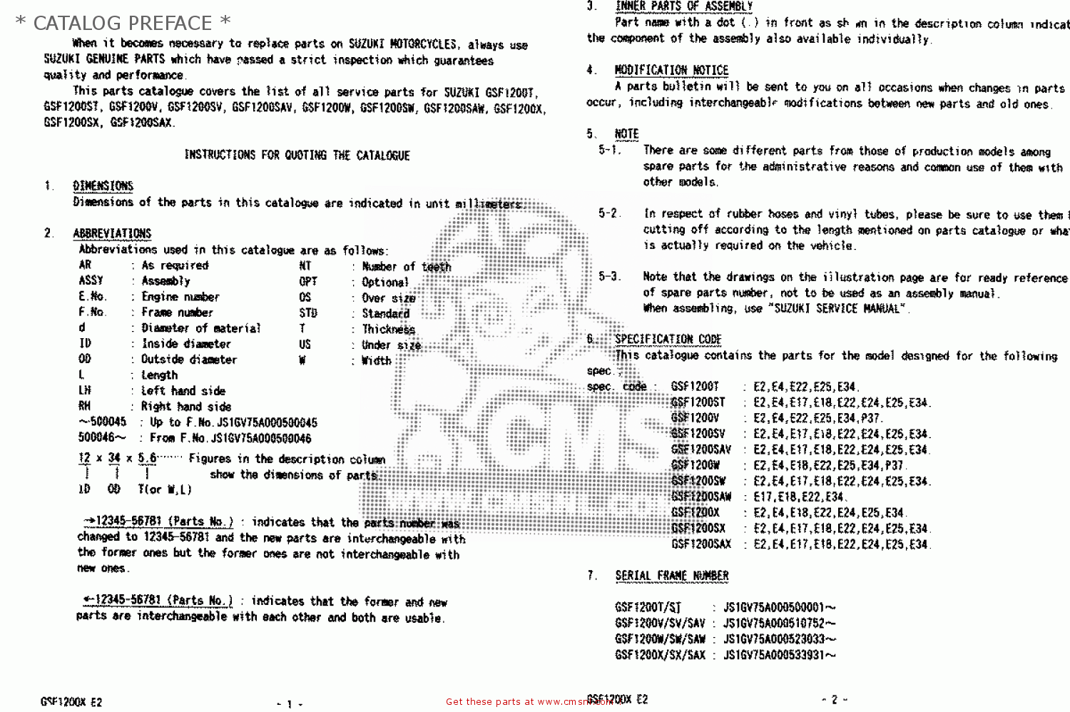 * CATALOG PREFACE * GSF1200 1997 (V) (E02 E04 E22 E25 E34) / P37