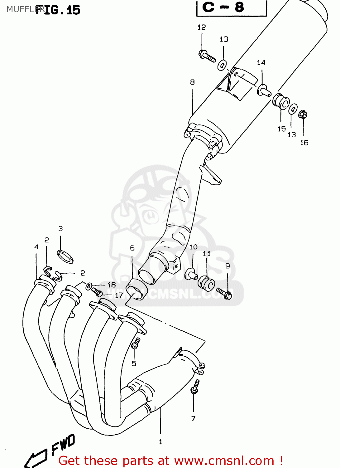MUFFLER GSF1200 1998 (W) (E02 E04 E18 E22 E25 E34) / P37