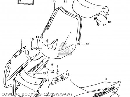 COWLING BODY (GSF1200SW/SAW) - GSF1200 1998 (W) (E02 E04 E18 E22 E25 E34) / P37