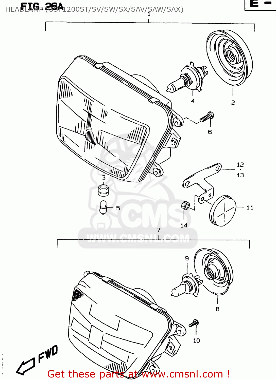 HEADLAMP (GSF1200ST/SV/SW/SX/SAV/SAW/SAX) GSF1200 2000 (Y) (E02 E04 E18 E22 E24 E25 E34)
