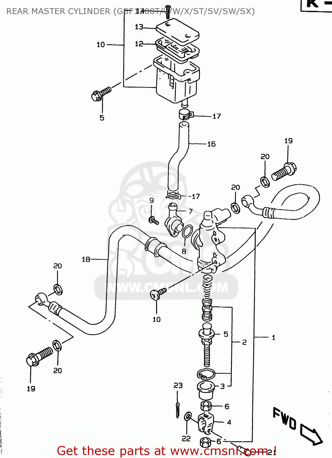 REAR MASTER CYLINDER (GSF1200T/V/W/X/ST/SV/SW/SX) GSF1200 2000 (Y) (E02 E04 E18 E22 E24 E25 E34)