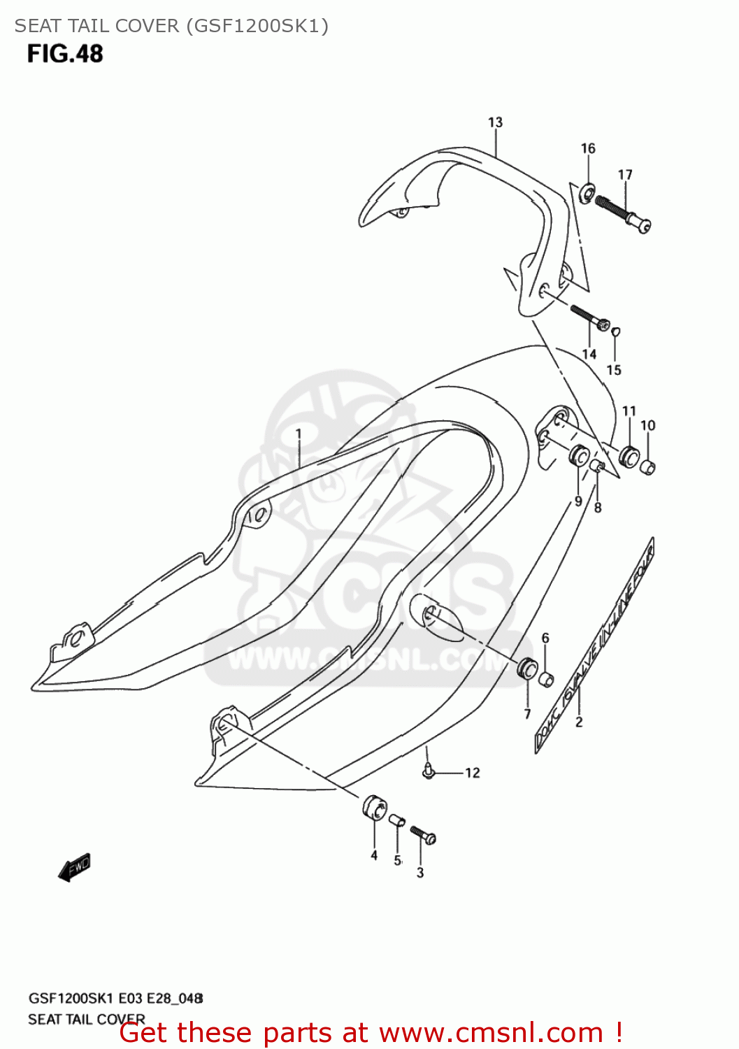 SEAT TAIL COVER (GSF1200SK1) GSF1200 BANDIT 2001 (K1) USA (E03)