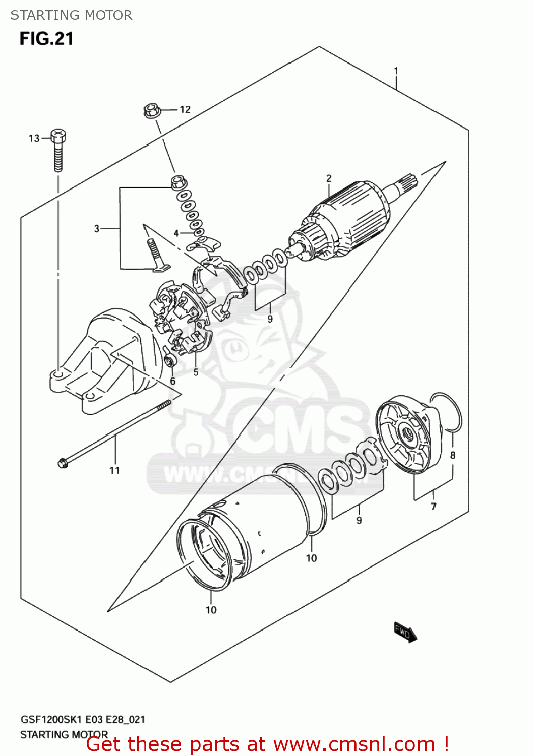 STARTING MOTOR GSF1200 BANDIT 2001 (K1) USA (E03)