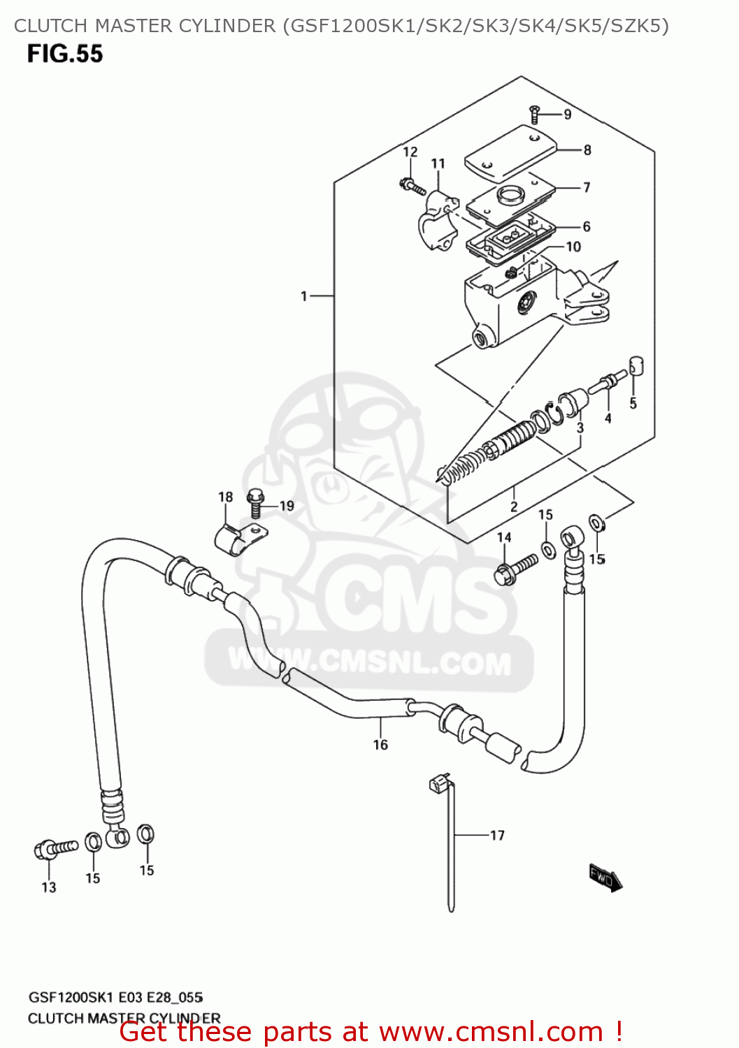 CLUTCH MASTER CYLINDER (GSF1200SK1/SK2/SK3/SK4/SK5/SZK5) GSF1200 BANDIT 2003 (K3) USA (E03)