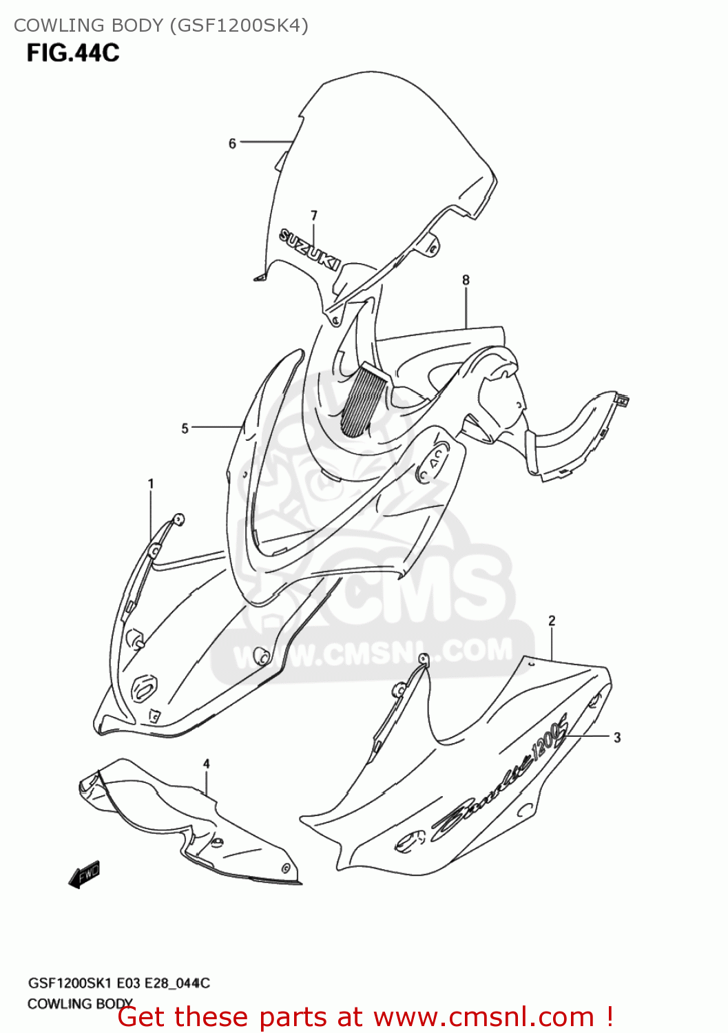 COWLING BODY (GSF1200SK4) GSF1200 BANDIT 2003 (K3) USA (E03)