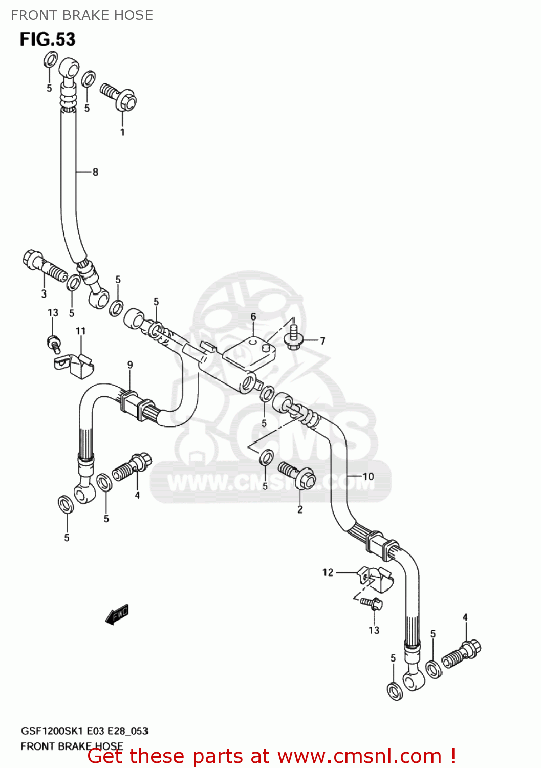 FRONT BRAKE HOSE GSF1200 BANDIT 2003 (K3) USA (E03)