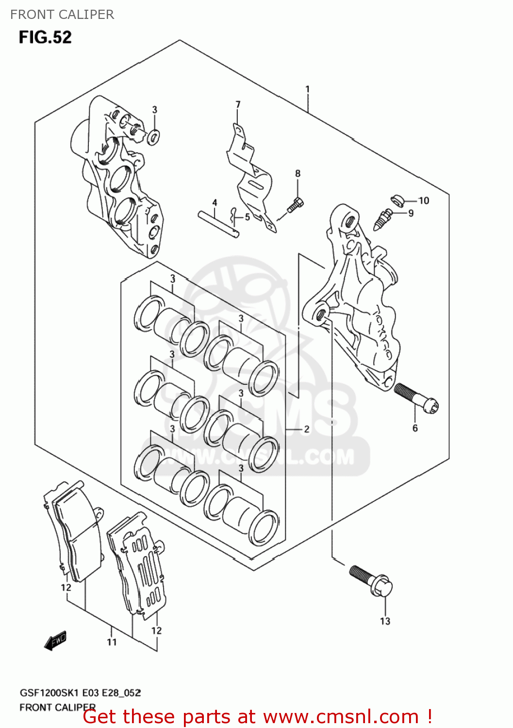 FRONT CALIPER GSF1200 BANDIT 2003 (K3) USA (E03)