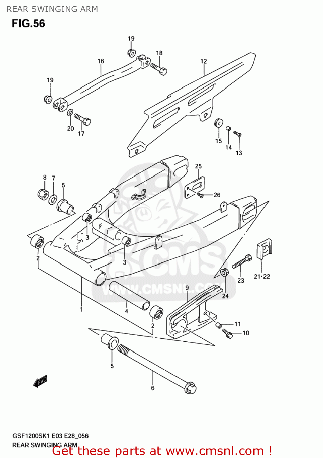 REAR SWINGING ARM GSF1200 BANDIT 2003 (K3) USA (E03)