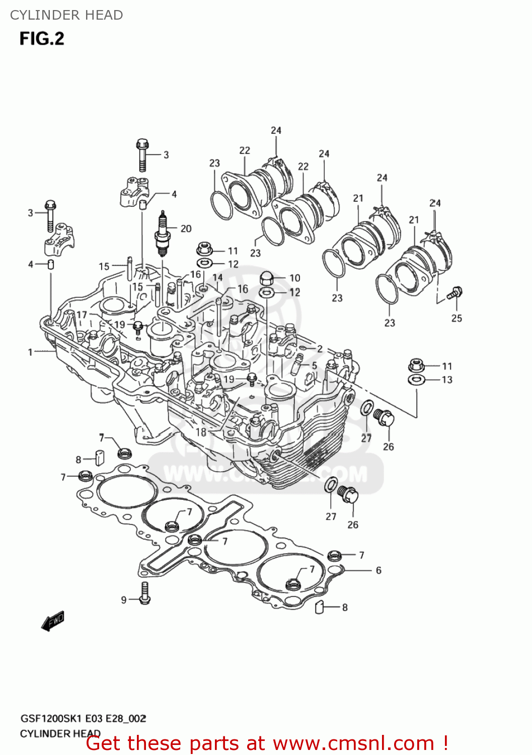 CYLINDER HEAD GSF1200 BANDIT 2004 (K4) USA (E03)