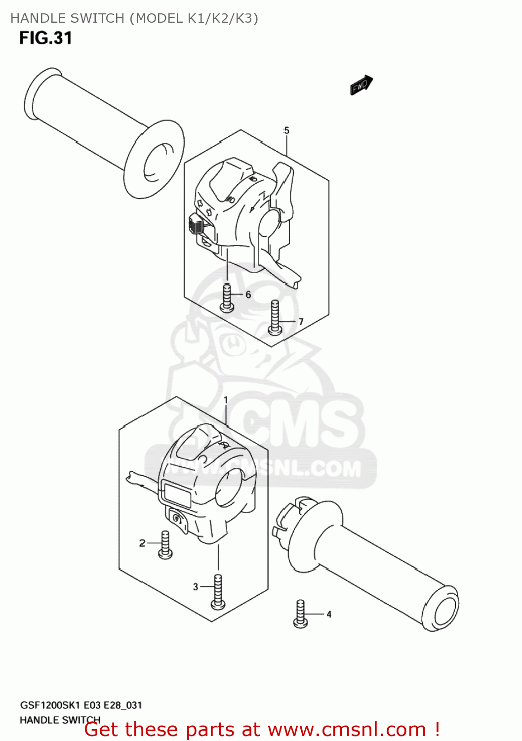 HANDLE SWITCH (MODEL K1/K2/K3) GSF1200 BANDIT 2004 (K4) USA (E03)