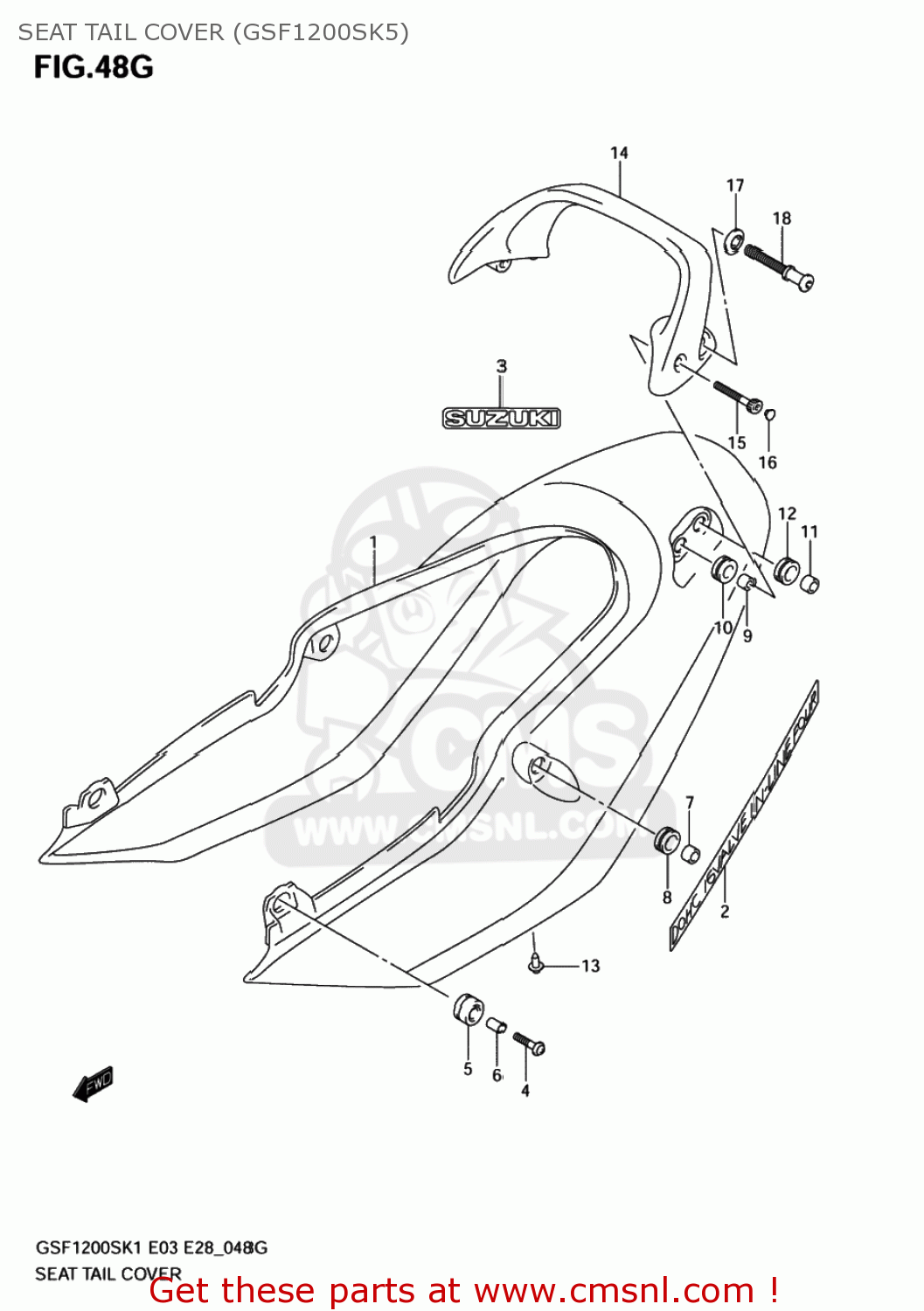 SEAT TAIL COVER (GSF1200SK5) GSF1200 BANDIT 2004 (K4) USA (E03)