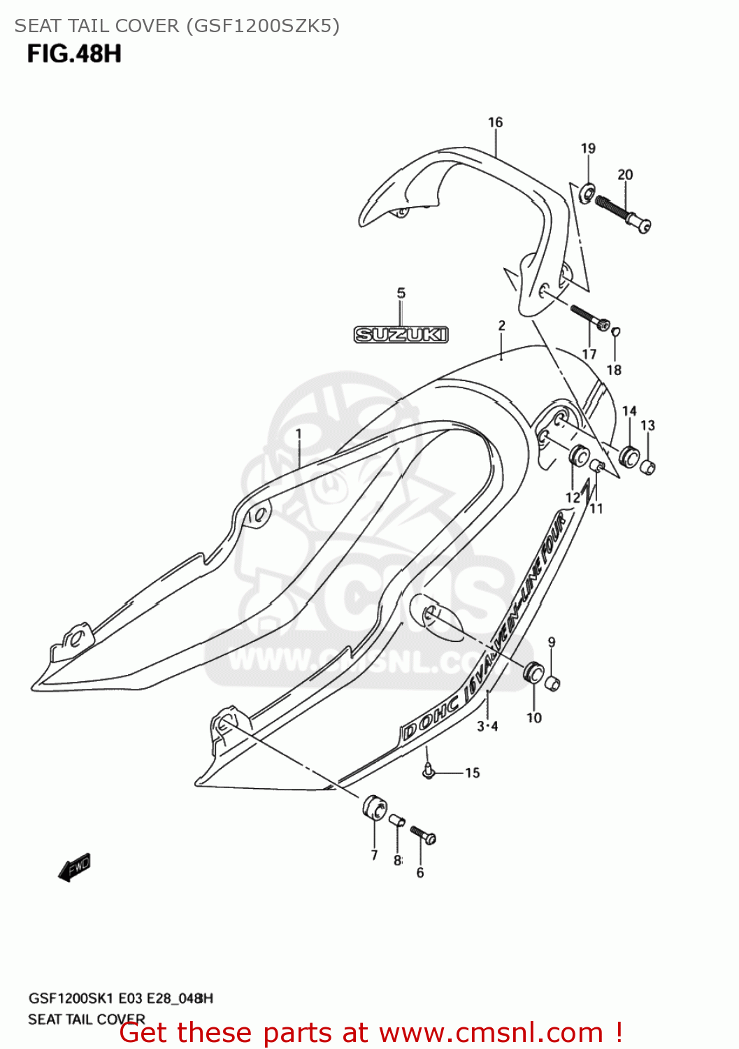 SEAT TAIL COVER (GSF1200SZK5) GSF1200 BANDIT 2004 (K4) USA (E03)