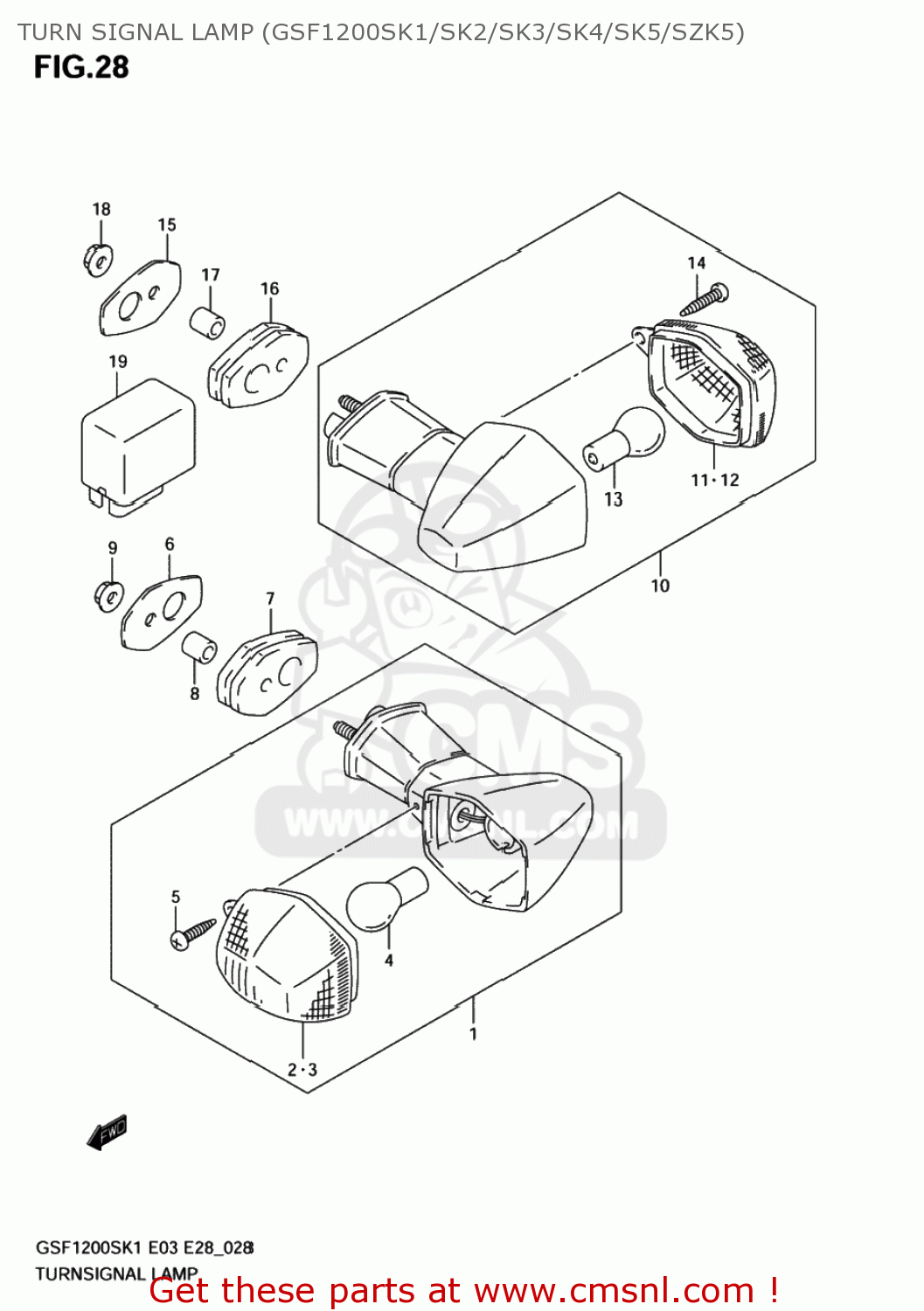 TURN SIGNAL LAMP (GSF1200SK1/SK2/SK3/SK4/SK5/SZK5) GSF1200 BANDIT 2004 (K4) USA (E03)