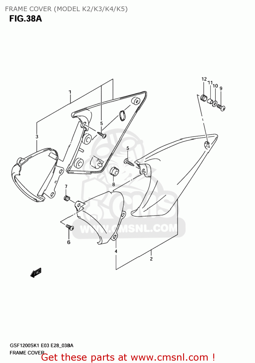 FRAME COVER (MODEL K2/K3/K4/K5) GSF1200 BANDIT 2005 (K5) USA (E03)