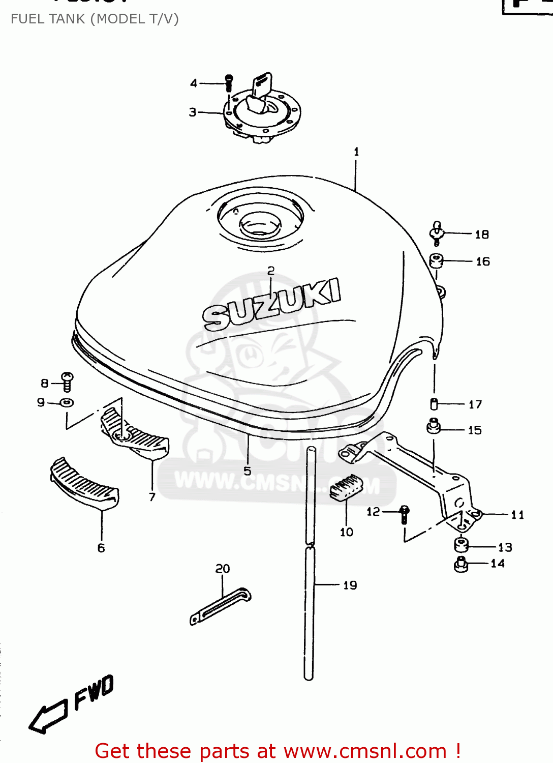 FUEL TANK (MODEL T/V) GSF1200S 1996 (T) (E02 E04 E17 E18 E22 E24 E25 E34)