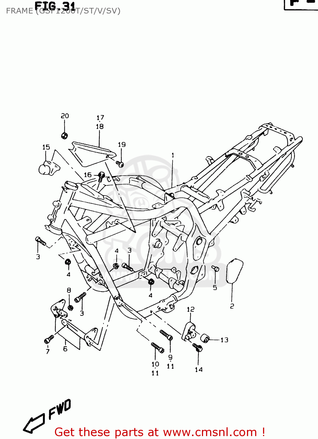 FRAME (GSF1200T/ST/V/SV) GSF1200S 1997 (V) (E02 E04 E17 E18 E22 E24 E25 E34)