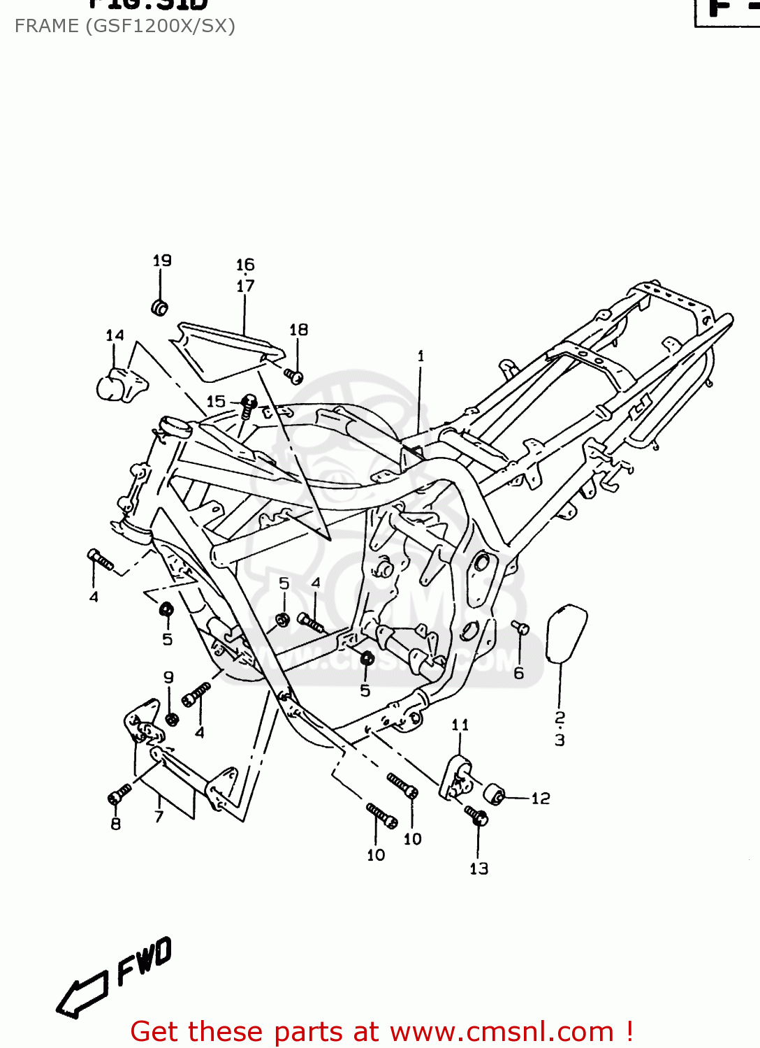 FRAME (GSF1200X/SX) GSF1200S 1997 (V) (E02 E04 E17 E18 E22 E24 E25 E34)