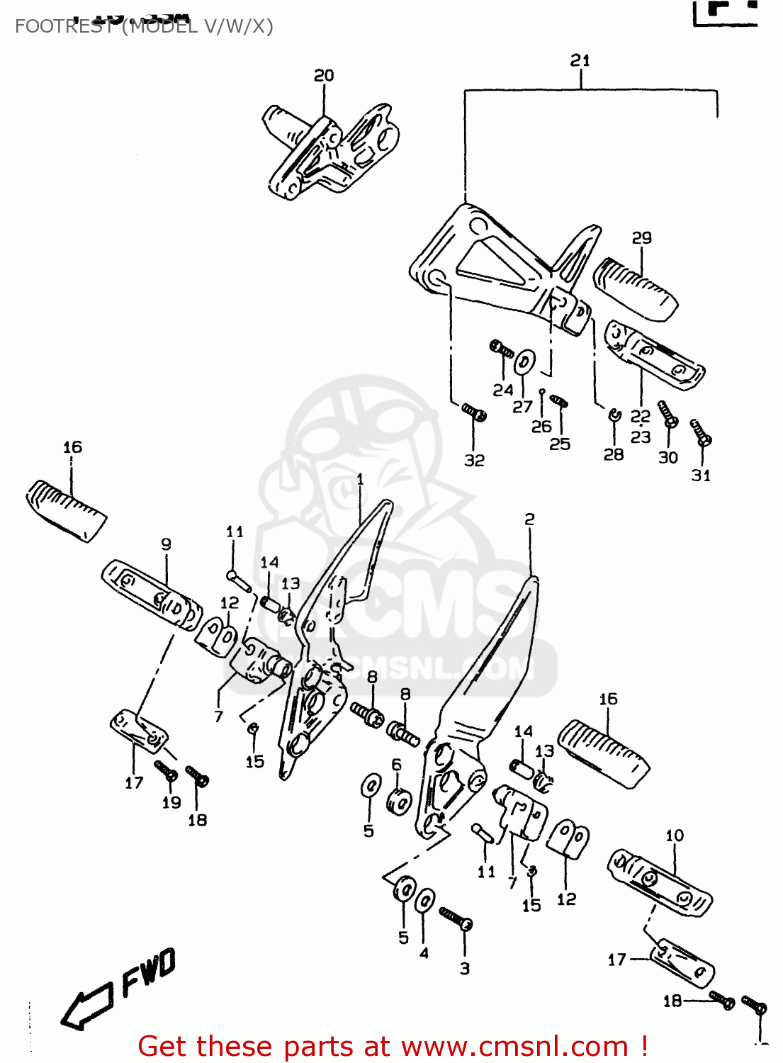 FOOTREST (MODEL V/W/X) GSF1200S 1997 (V) (E02 E04 E17 E18 E22 E24 E25 E34)