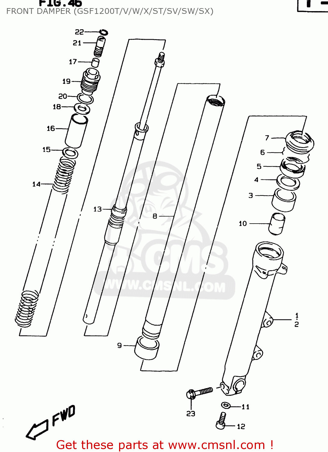FRONT DAMPER (GSF1200T/V/W/X/ST/SV/SW/SX) GSF1200S 1997 (V) (E02 E04 E17 E18 E22 E24 E25 E34)