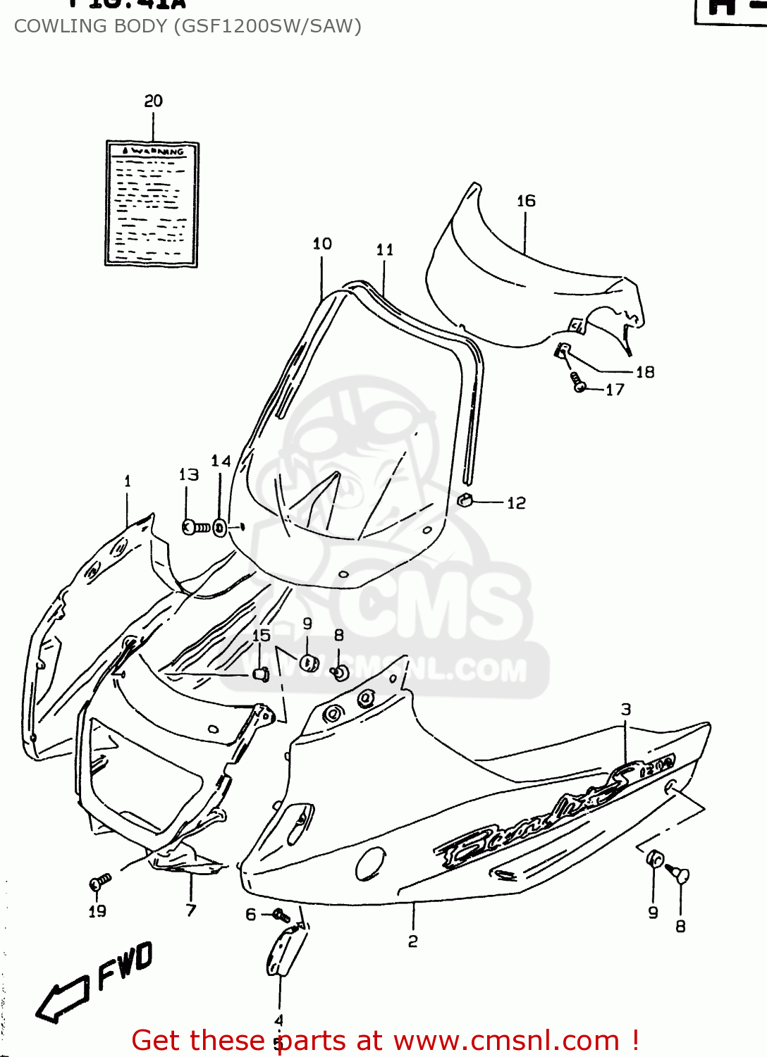 COWLING BODY (GSF1200SW/SAW) GSF1200S 1998 (W) (E02 E04 E17 E18 E22 E24 E25 E34)