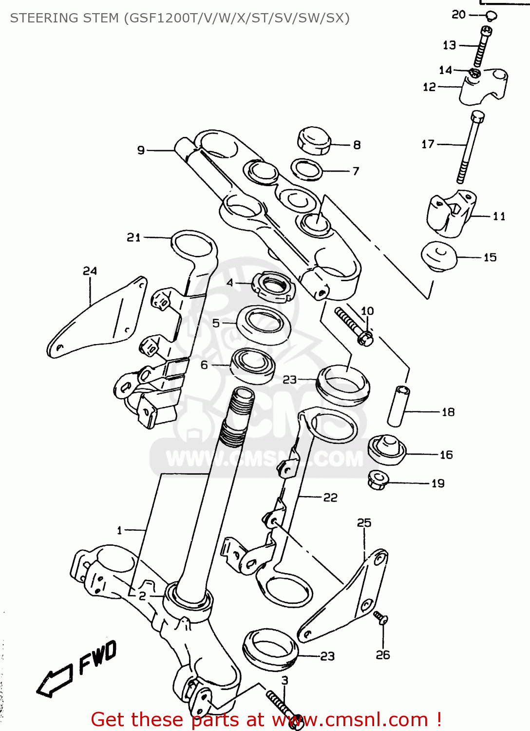 STEERING STEM (GSF1200T/V/W/X/ST/SV/SW/SX) GSF1200S 1998 (W) (E02 E04 E17 E18 E22 E24 E25 E34)