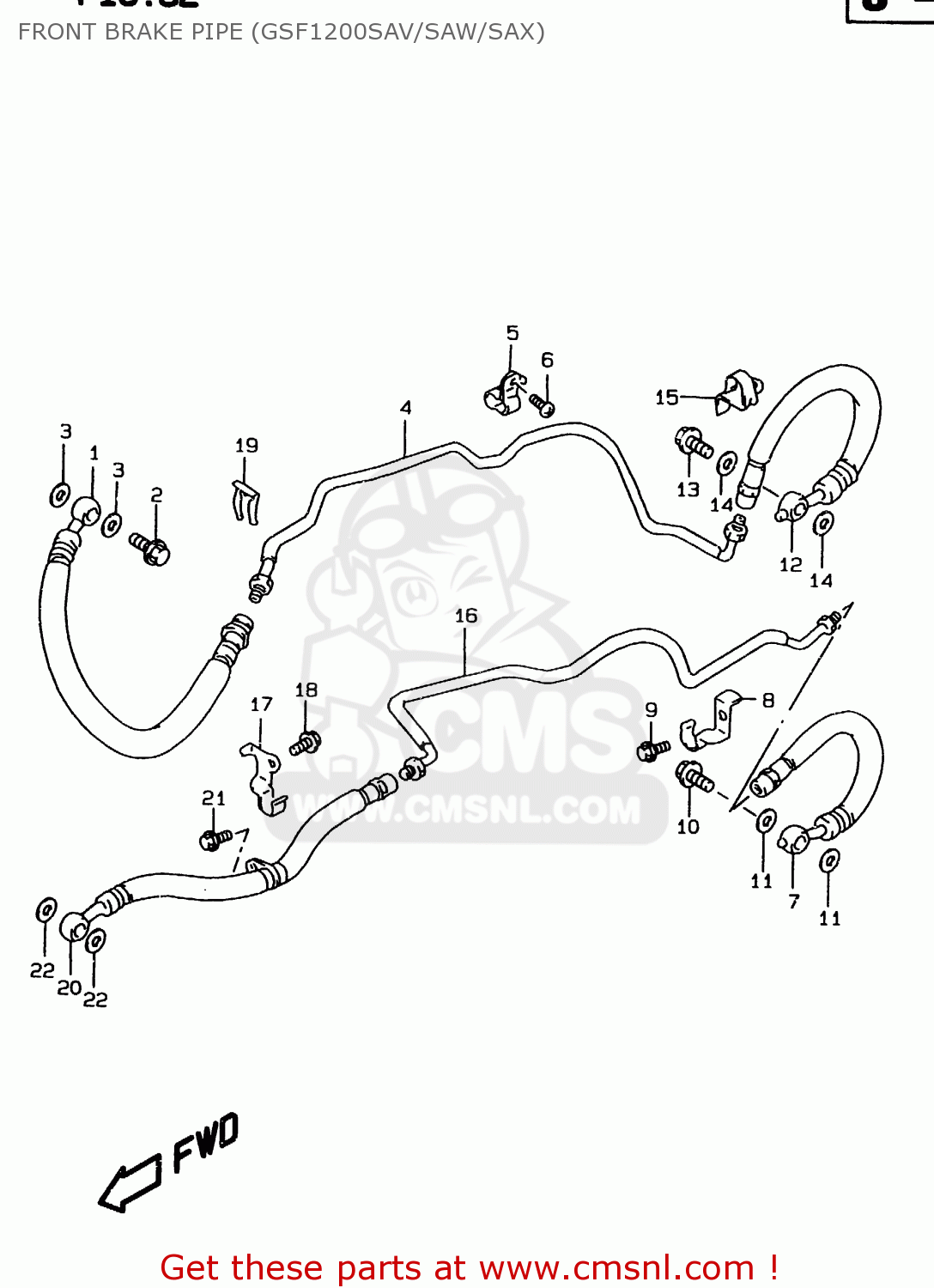 FRONT BRAKE PIPE (GSF1200SAV/SAW/SAX) GSF1200S 1998 (W) (E02 E04 E17 E18 E22 E24 E25 E34)