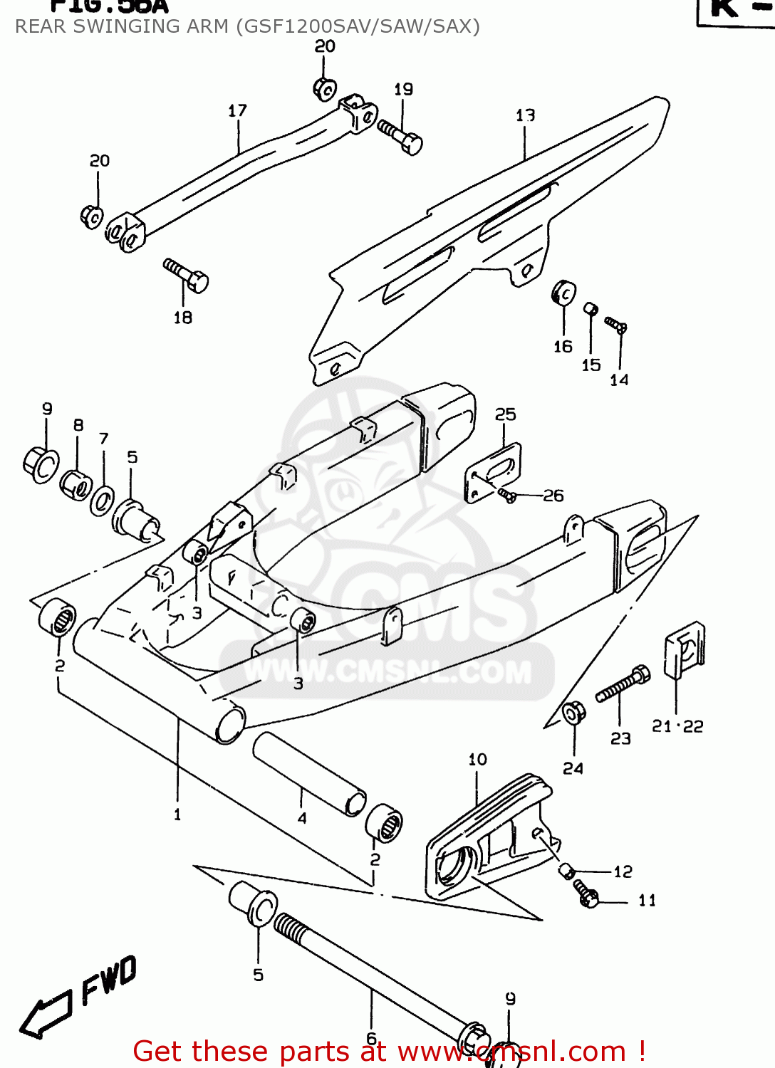 REAR SWINGING ARM (GSF1200SAV/SAW/SAX) GSF1200S 1998 (W) (E02 E04 E17 E18 E22 E24 E25 E34)