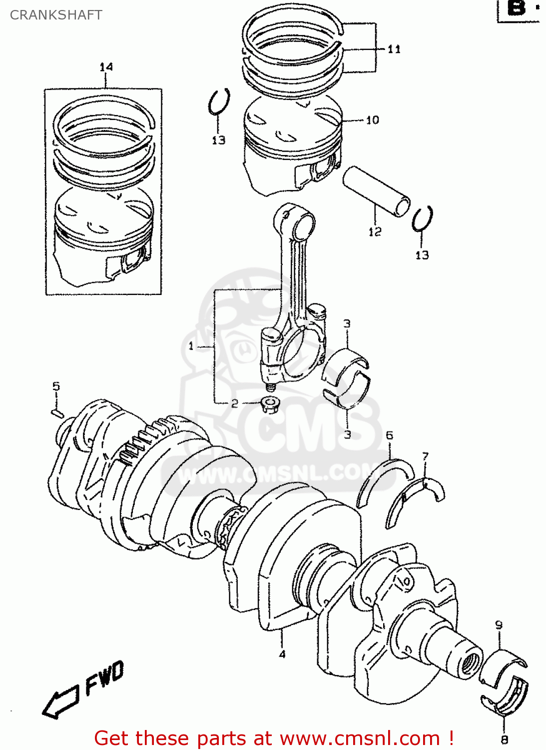 CRANKSHAFT GSF1200S 1998 (W) (E02 E04 E17 E18 E22 E24 E25 E34)