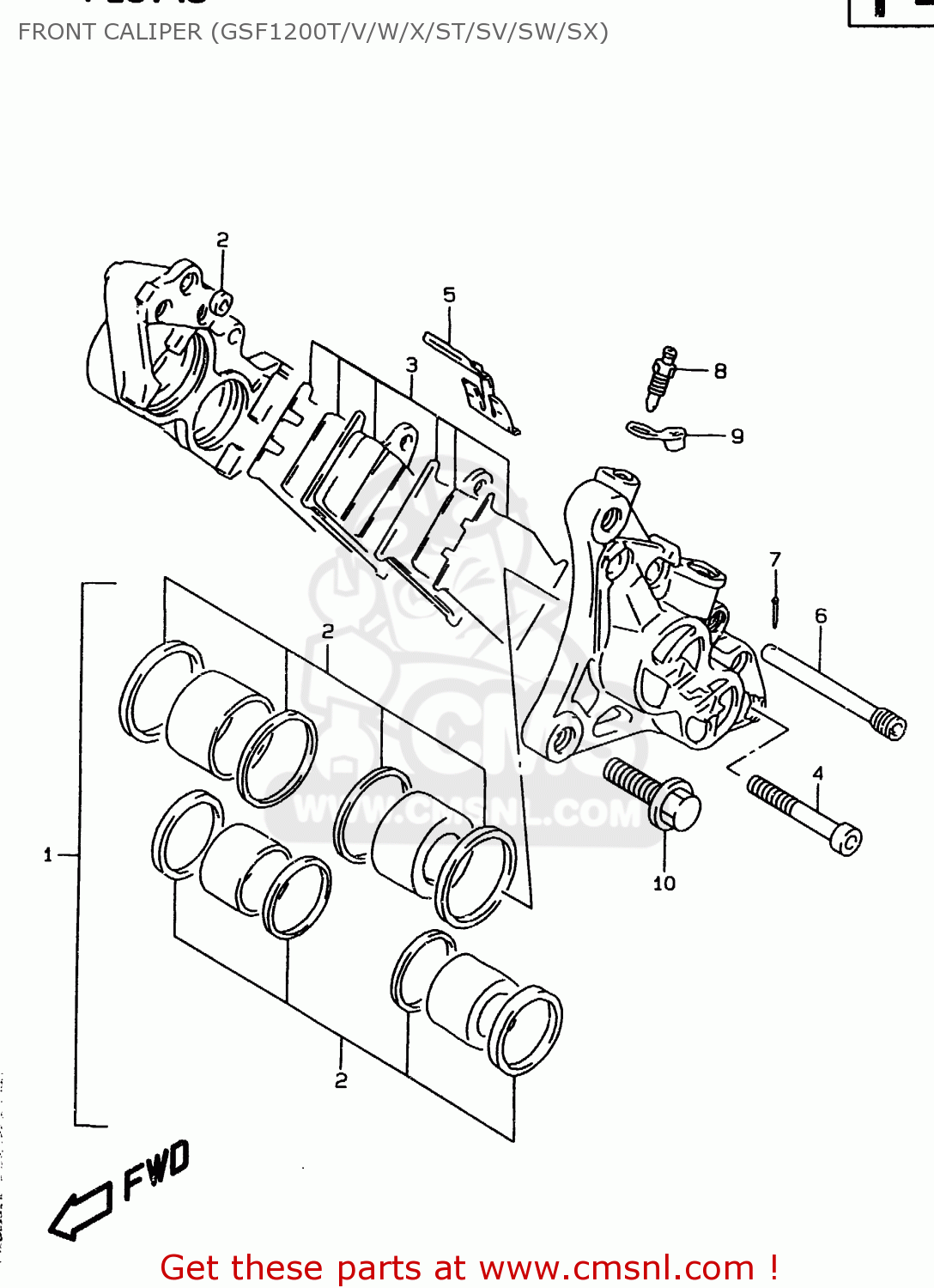 FRONT CALIPER (GSF1200T/V/W/X/ST/SV/SW/SX) GSF1200S 1999 (X) (E02 E04 E17 E18 E22 E24 E25 E34)