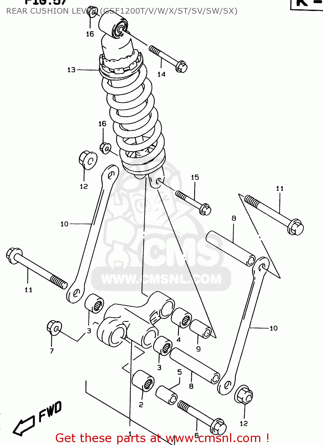 REAR CUSHION LEVER (GSF1200T/V/W/X/ST/SV/SW/SX) GSF1200S 1999 (X) (E02 E04 E17 E18 E22 E24 E25 E34)