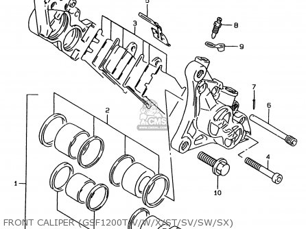 FRONT CALIPER (GSF1200T/V/W/X/ST/SV/SW/SX) - GSF1200S 1999 (X) (E02 E04 E17 E18 E22 E24 E25 E34)
