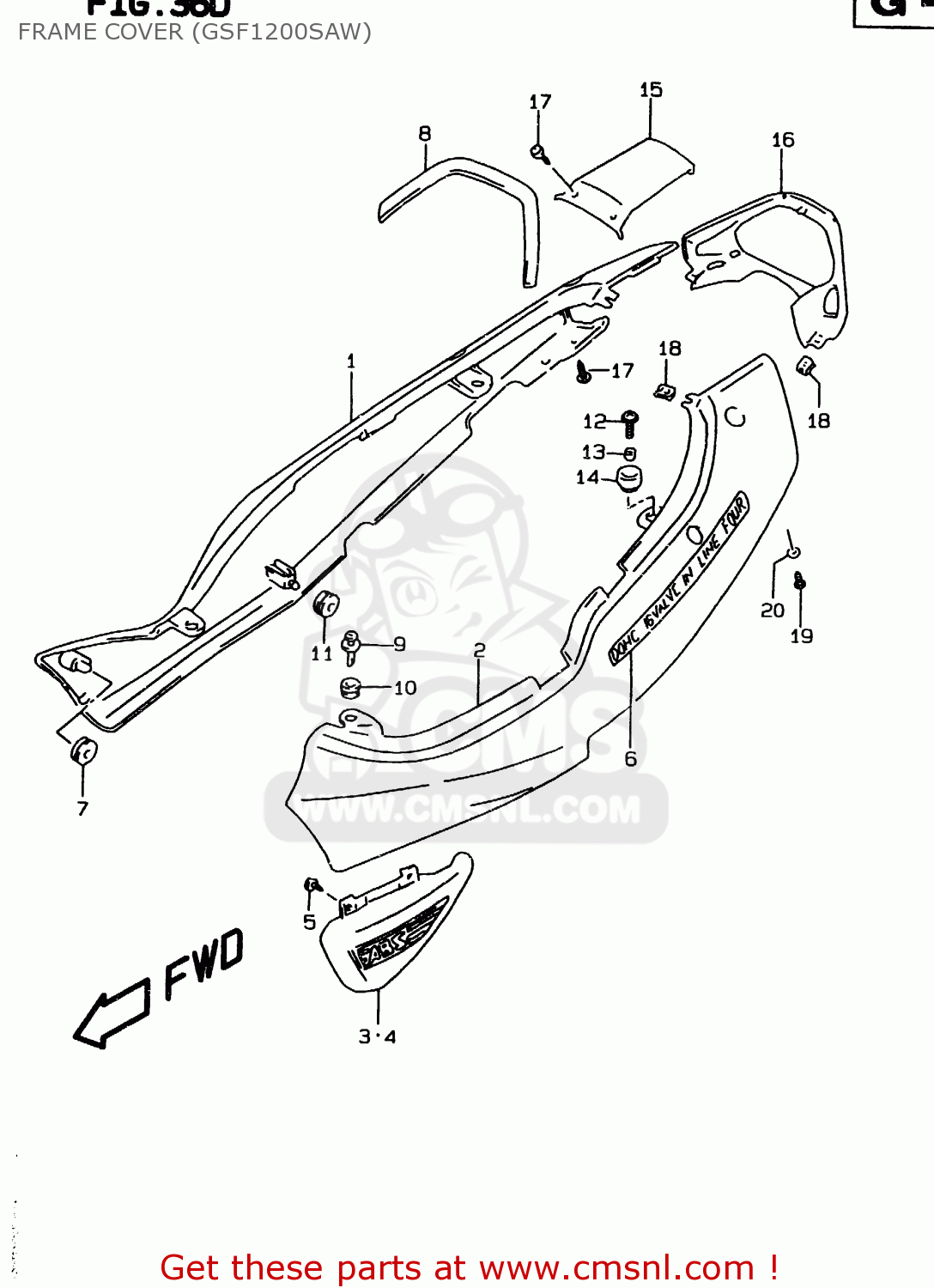 FRAME COVER (GSF1200SAW) GSF1200S 2000 (Y) (E02 E04 E17 E18 E22 E24 E25 E34)