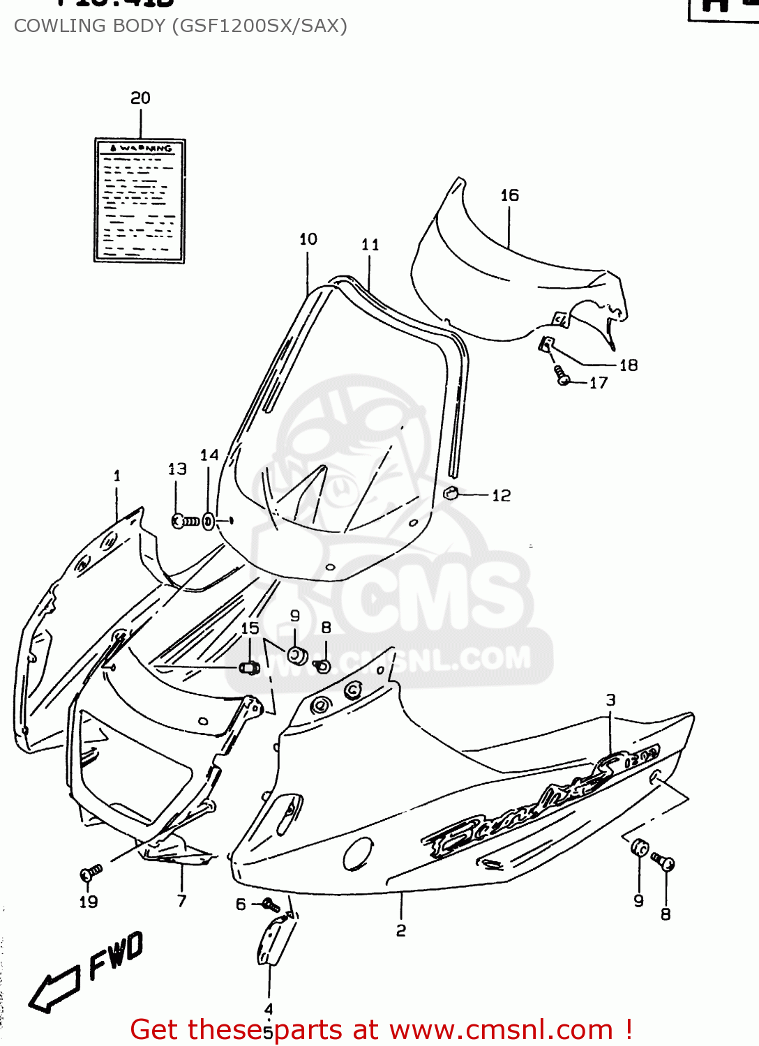 COWLING BODY (GSF1200SX/SAX) GSF1200S 2000 (Y) (E02 E04 E17 E18 E22 E24 E25 E34)