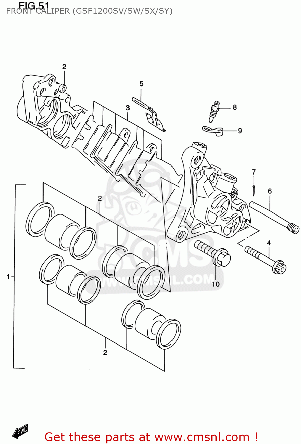 FRONT CALIPER (GSF1200SV/SW/SX/SY) GSF1200S BANDIT 1997 (V) USA (E03)