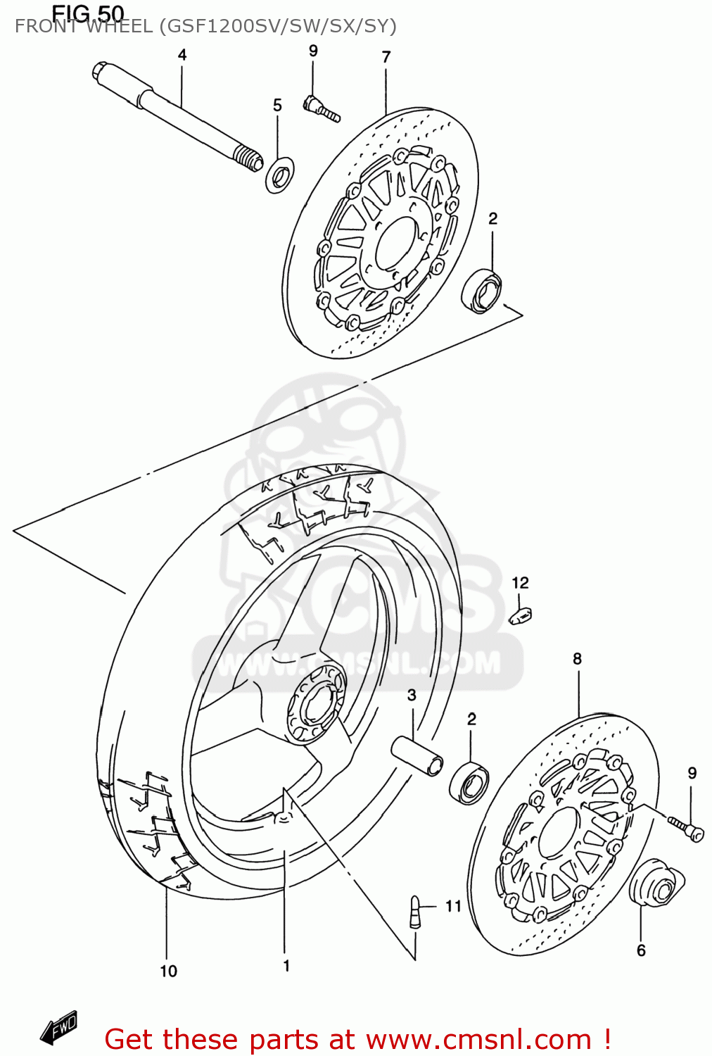 FRONT WHEEL (GSF1200SV/SW/SX/SY) GSF1200S BANDIT 1997 (V) USA (E03)