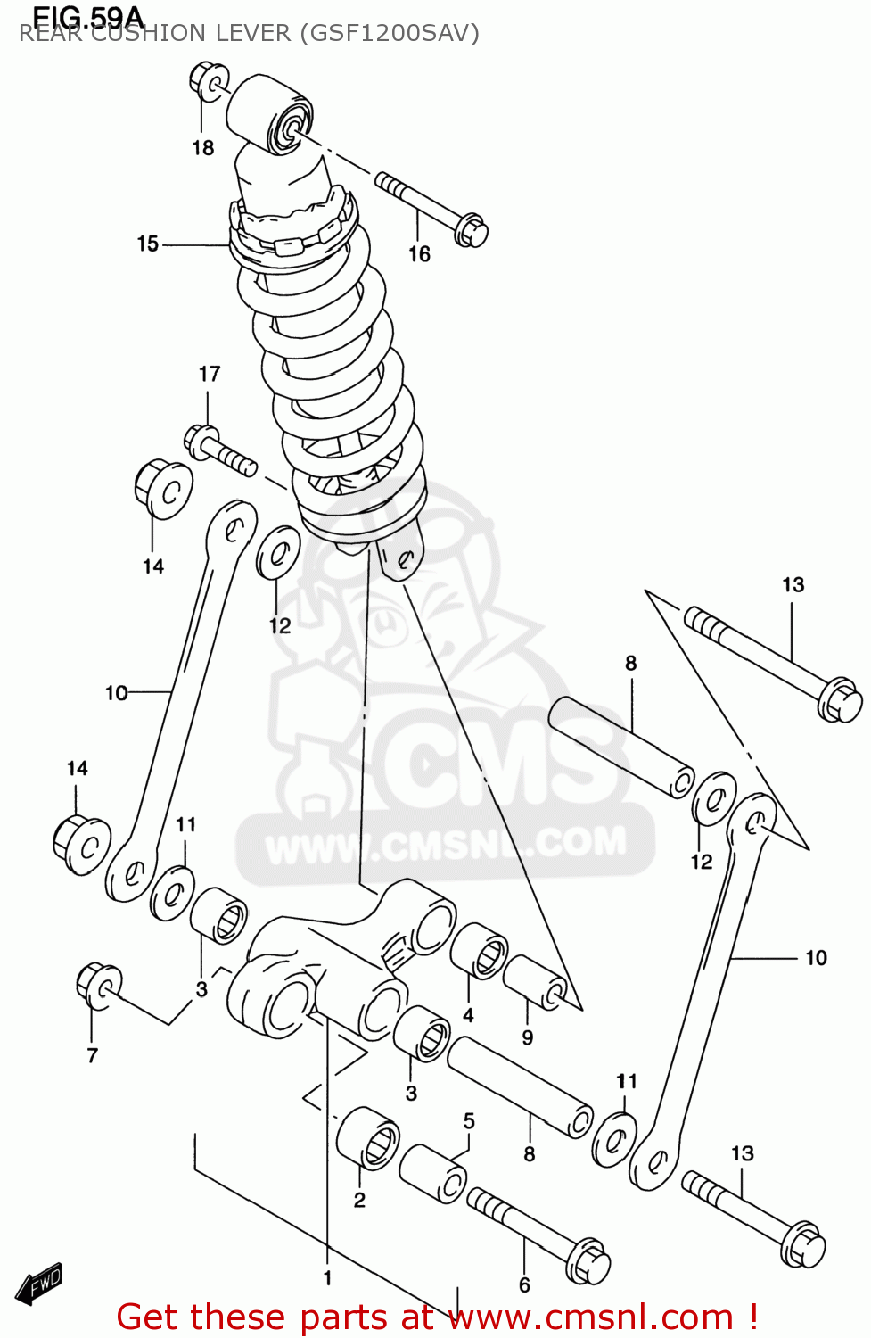 REAR CUSHION LEVER (GSF1200SAV) GSF1200S BANDIT 1997 (V) USA (E03)