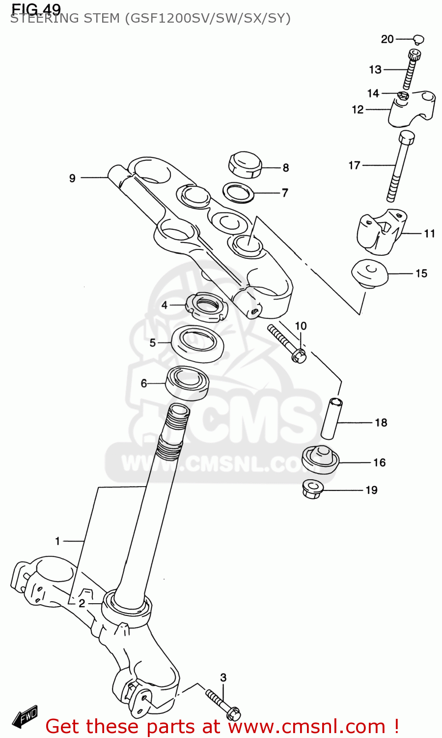 STEERING STEM (GSF1200SV/SW/SX/SY) GSF1200S BANDIT 1997 (V) USA (E03)